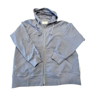 LAIRD Men's Size Large Hooded Full Zip Sweatshirt Hoodie Blue Cotton Made in USA